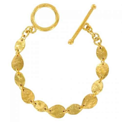 Gold Single Textured Seed Toggle Bracelet